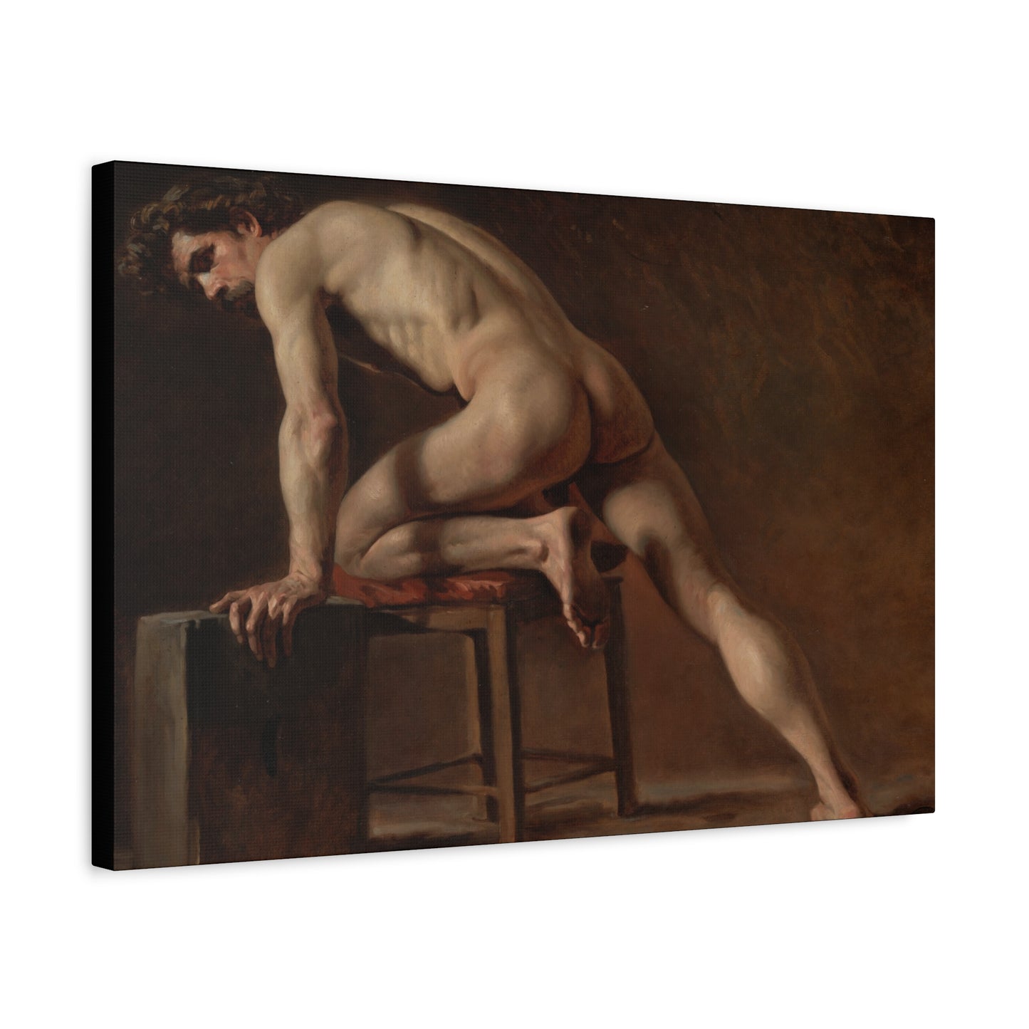 Courbet, Gustave - Study of a Nude Man (1840) - Canvas Block, unframed