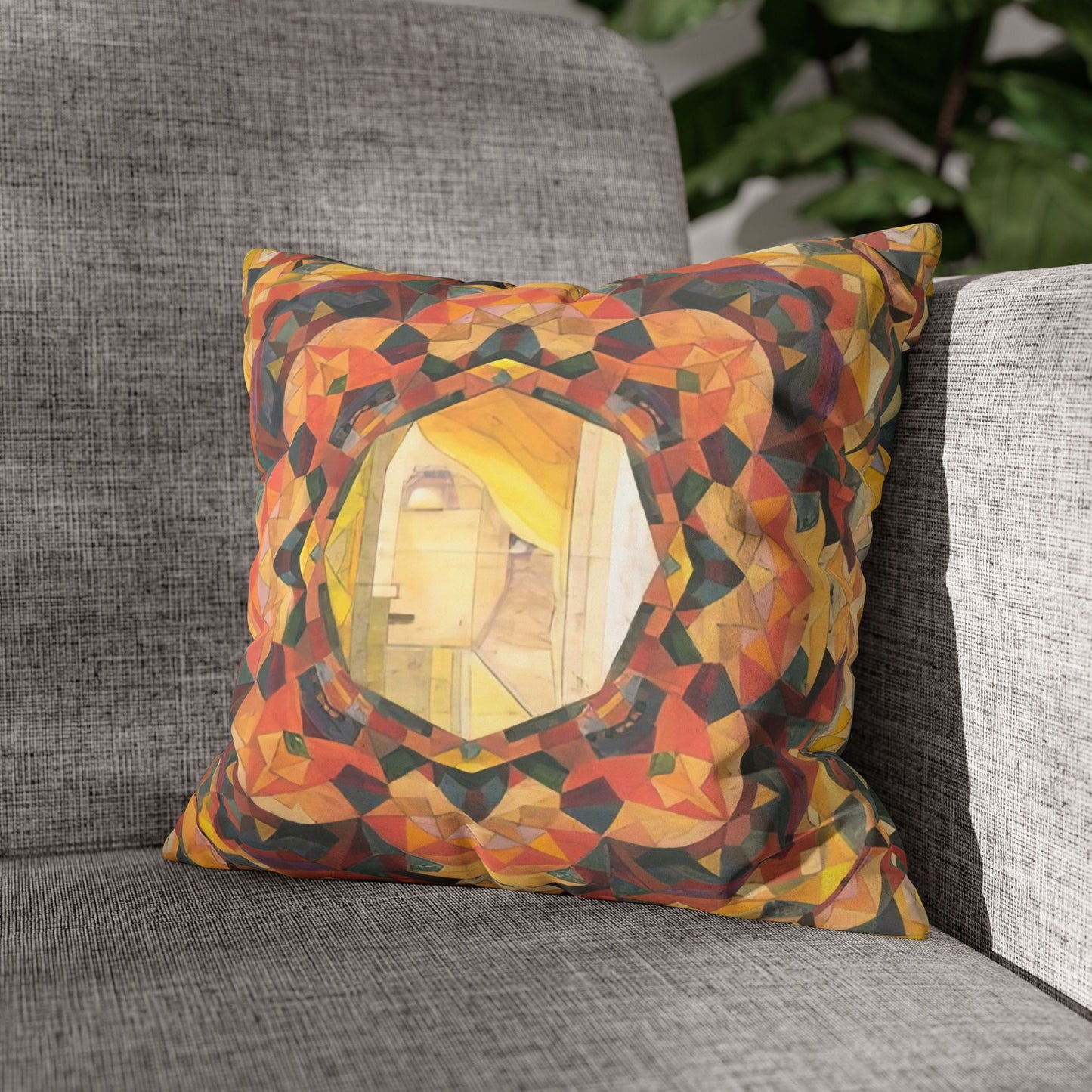 Filiger, Charles - Woman’s Head with Closed Eyes (1893) - Suede Square Pillowcase