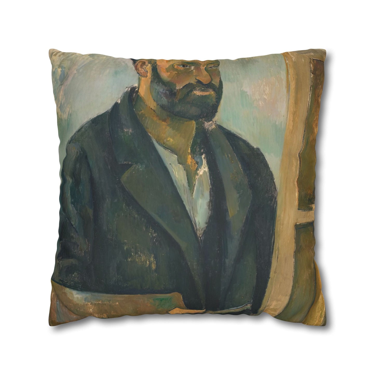 Cézanne, Paul - Portrait of the Artist with a Palette (1890) - Suede Square Pillowcase