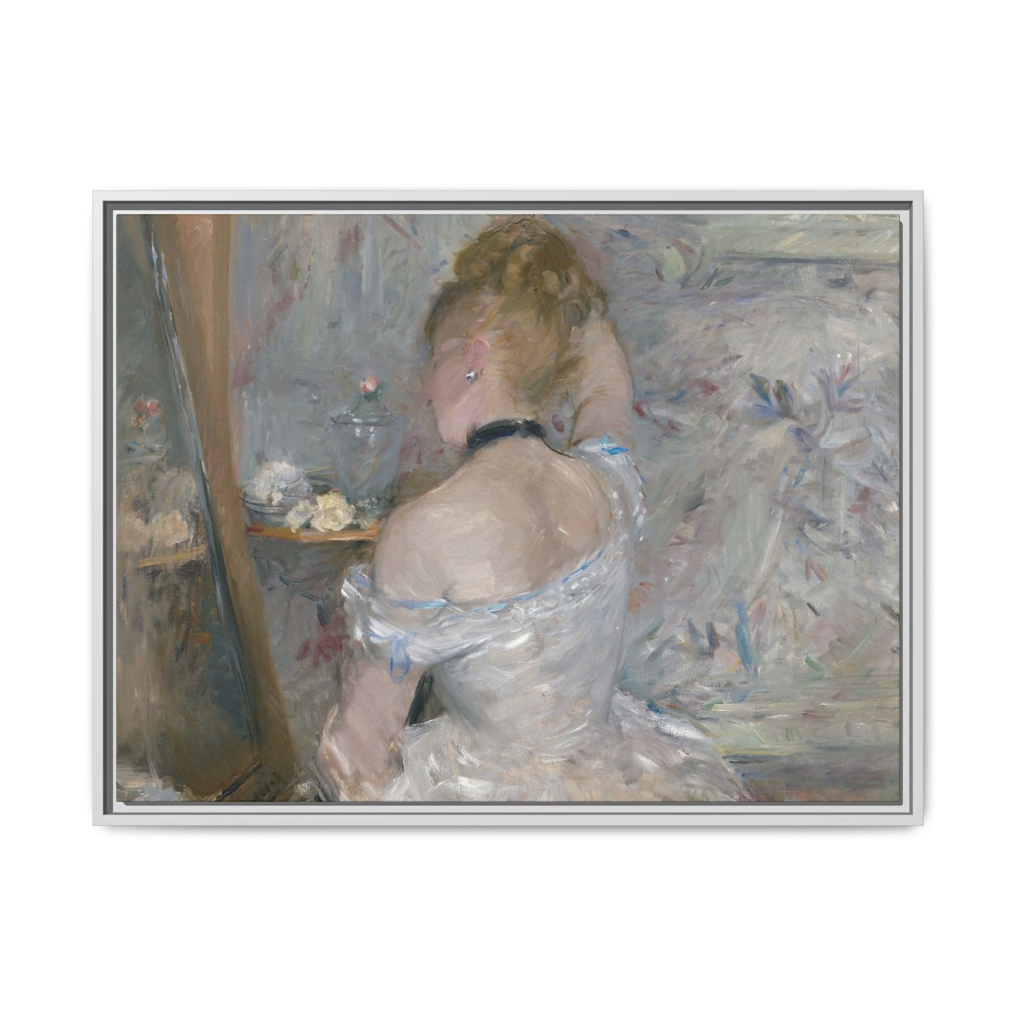 Morisot, Berthe - Woman at Her Toilette (1880) - Matte Canvas, Framed