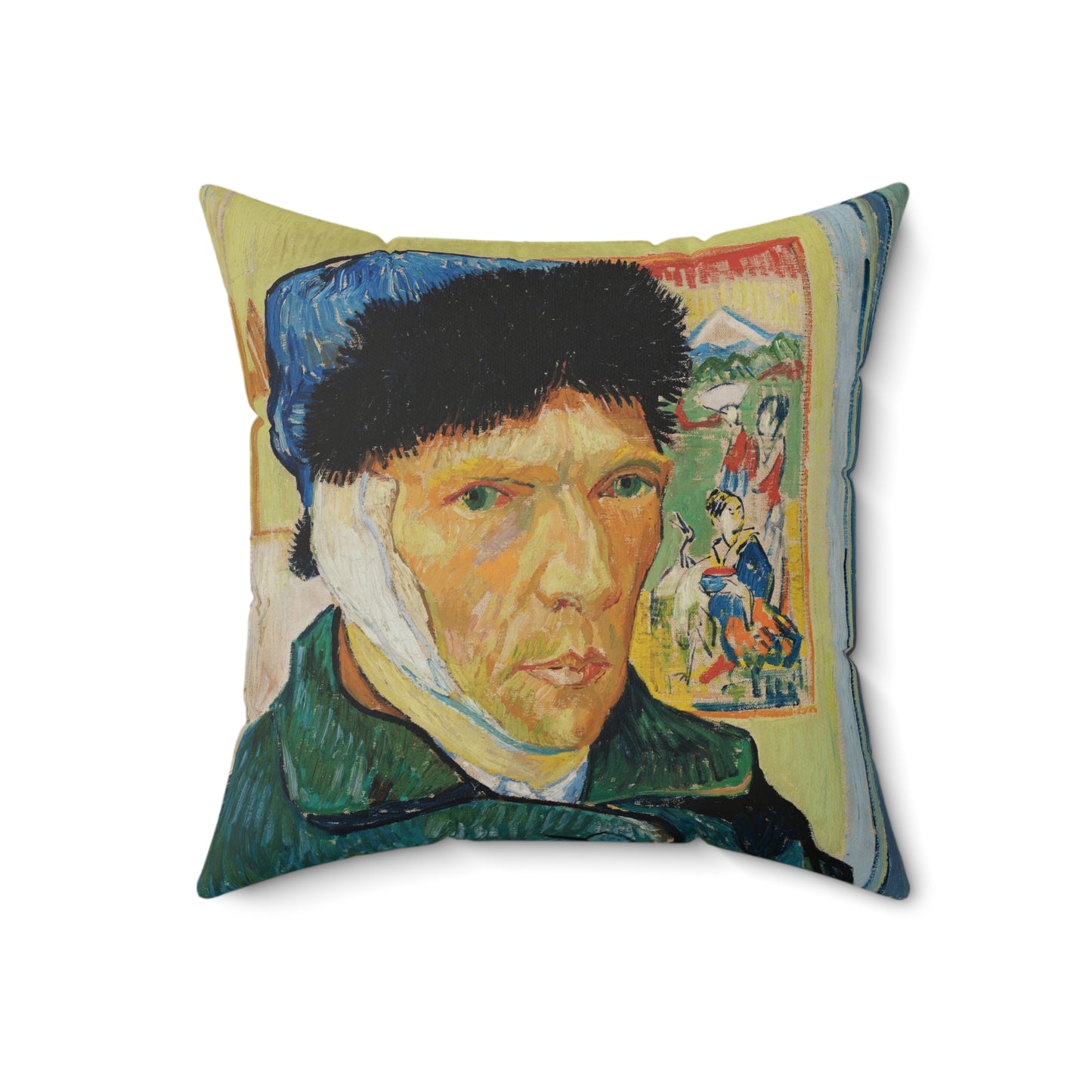 Van Gogh, Vincent - Self Portrait with Bandaged Ear (1889) - Suede Square Pillow