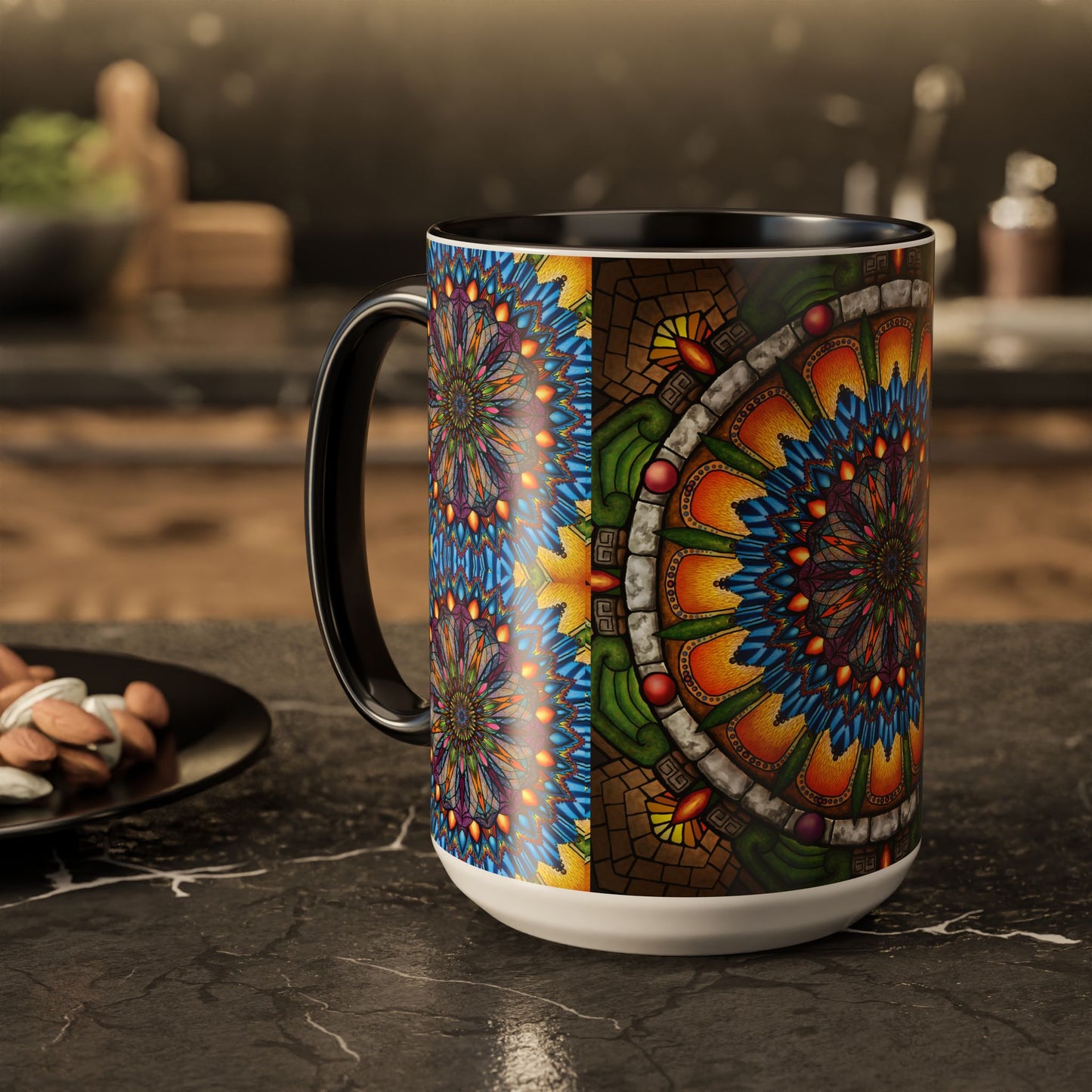 Pacio, Adam - Emerald Arrows Mandala - Colorful Accent Mugs