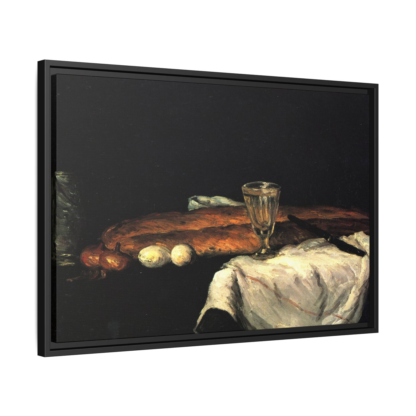 Cézanne, Paul - Still Life with Bread and Eggs (1865) - Matte Canvas, Framed