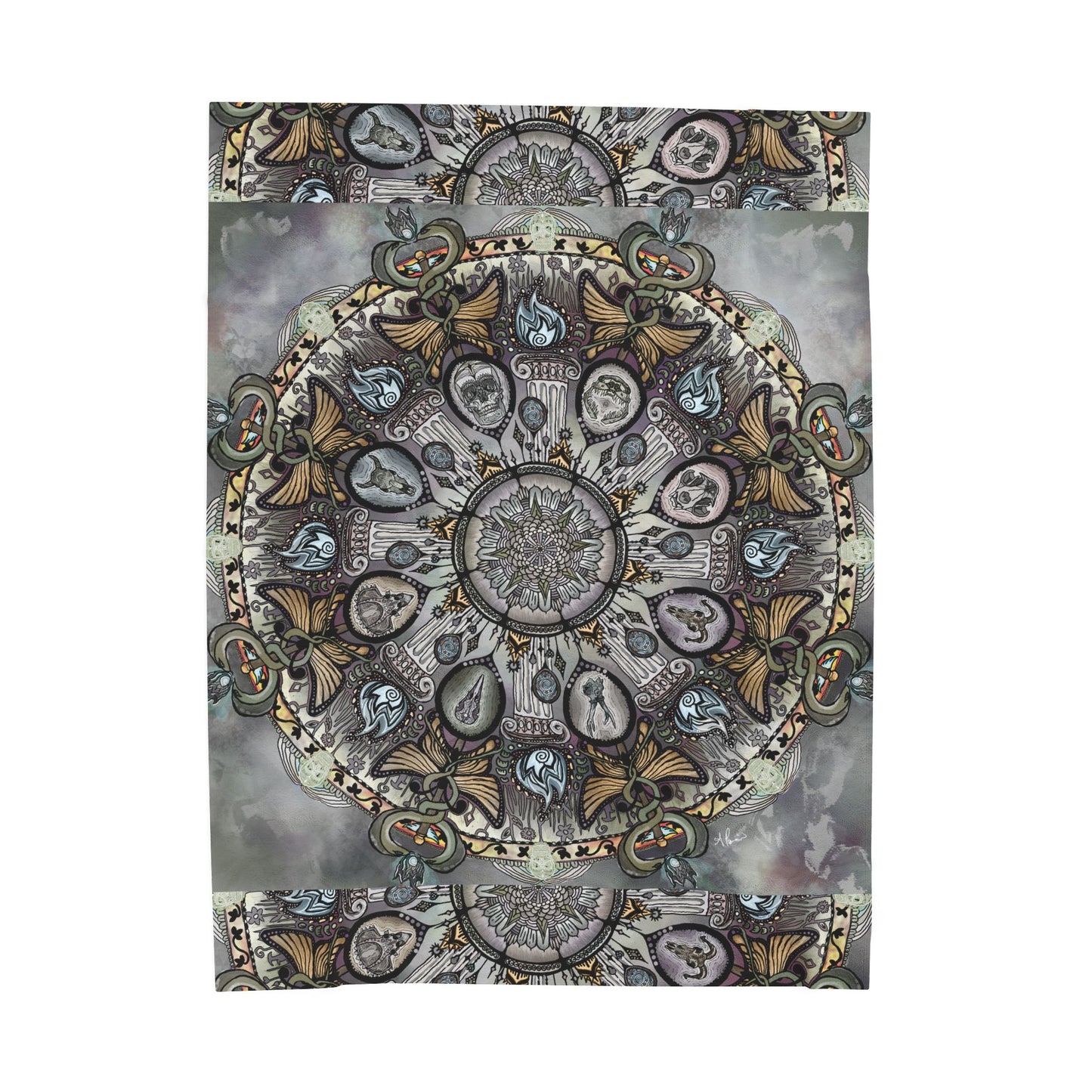 Pacio, Adam - Memento Mori Mandala - Velveteen Plush Blanket