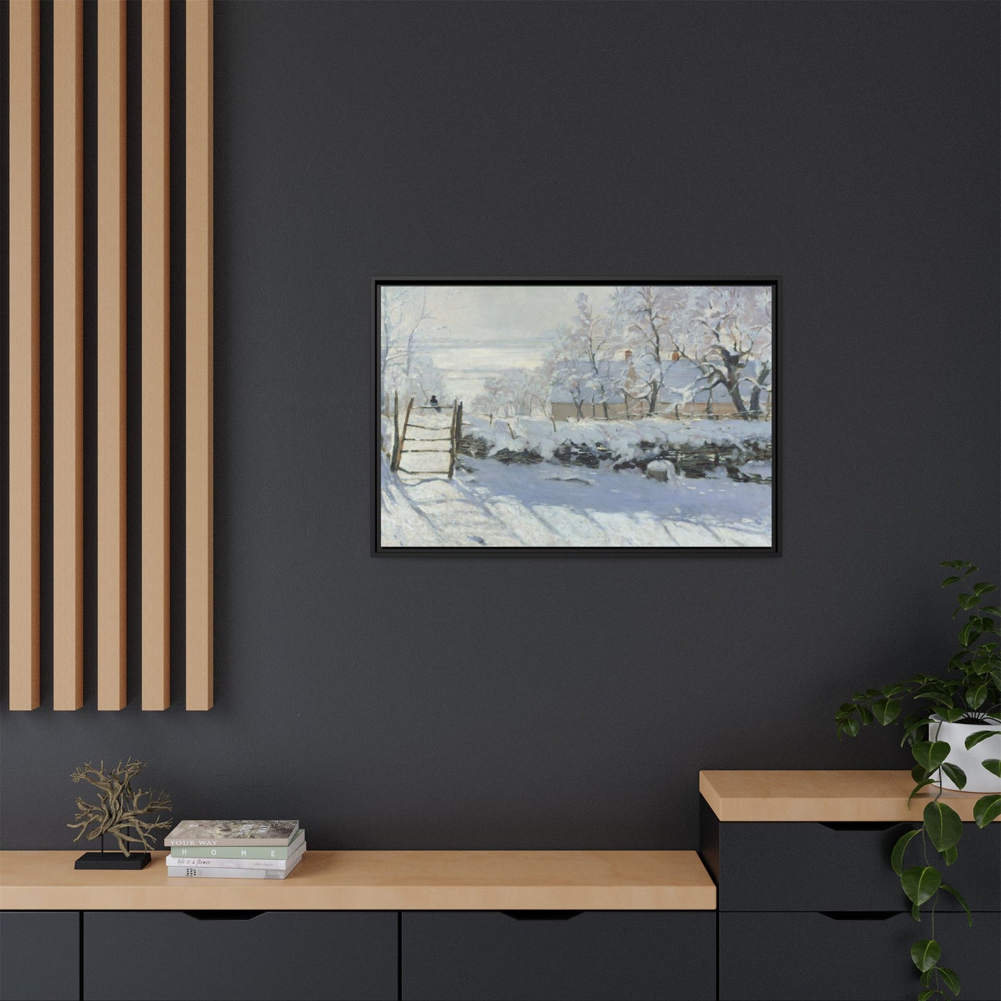 Monet, Claude - The Magpie (1868) - Matte Canvas, Framed