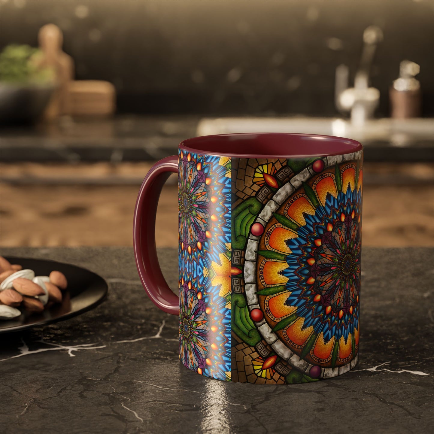 Pacio, Adam - Emerald Arrows Mandala - Colorful Accent Mugs