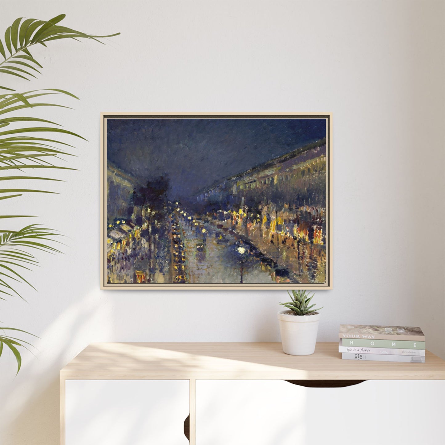 Pissarro, Camille - The Boulevard Montmartre At Night (1897) - Matte Canvas, Framed