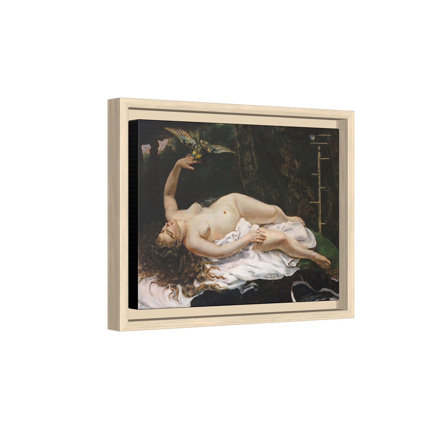 Courbet, Gustave - Woman with a Parrot (1866) - Matte Canvas, Framed