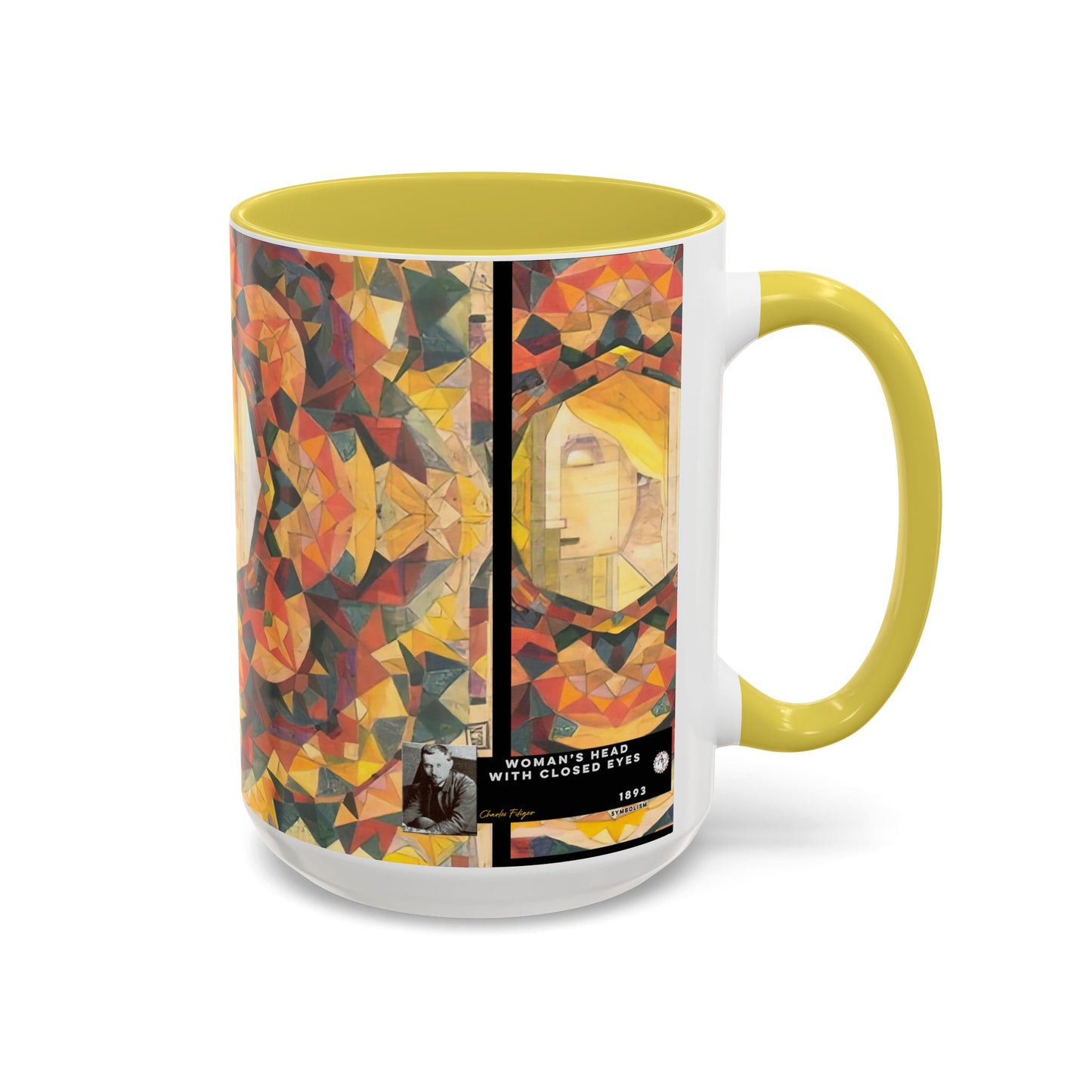 Filiger, Charles - Woman’s Head with Closed Eyes (1893) - Colorful Accent Mugs