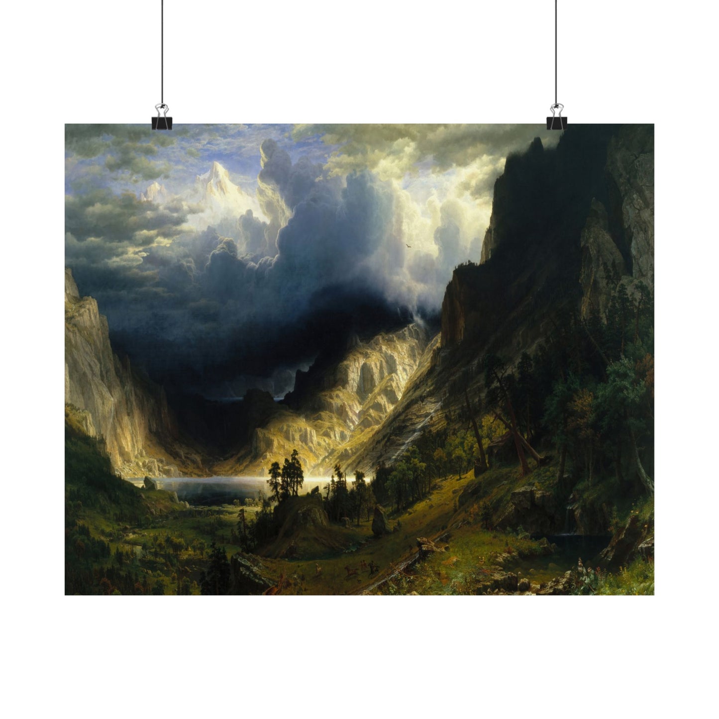 Bierstadt, Albert - A Storm in the Rocky Mountains, Mt. Rosalie (1866) - Satin Posters