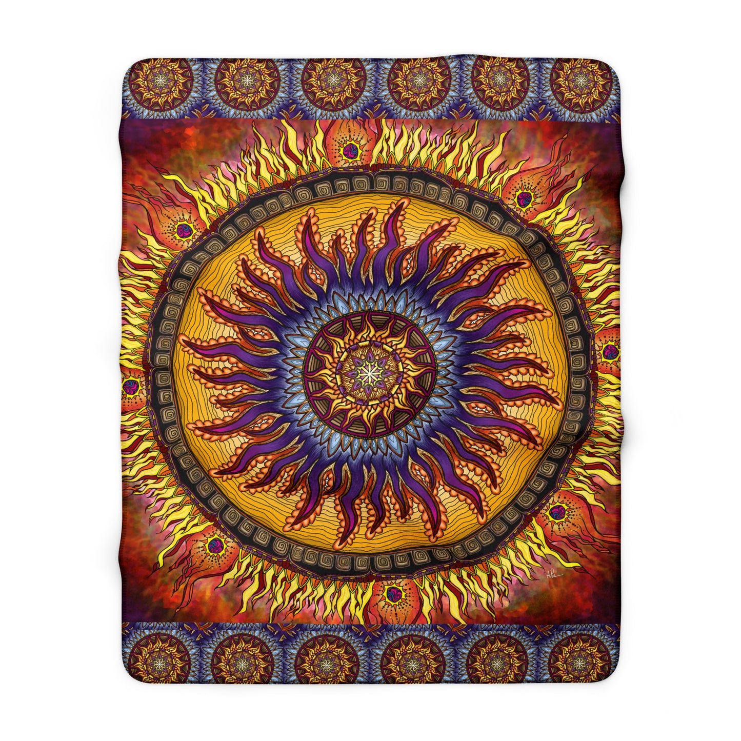 Pacio, Adam - Solar Disc Mandala - Sherpa Fleece Blanket