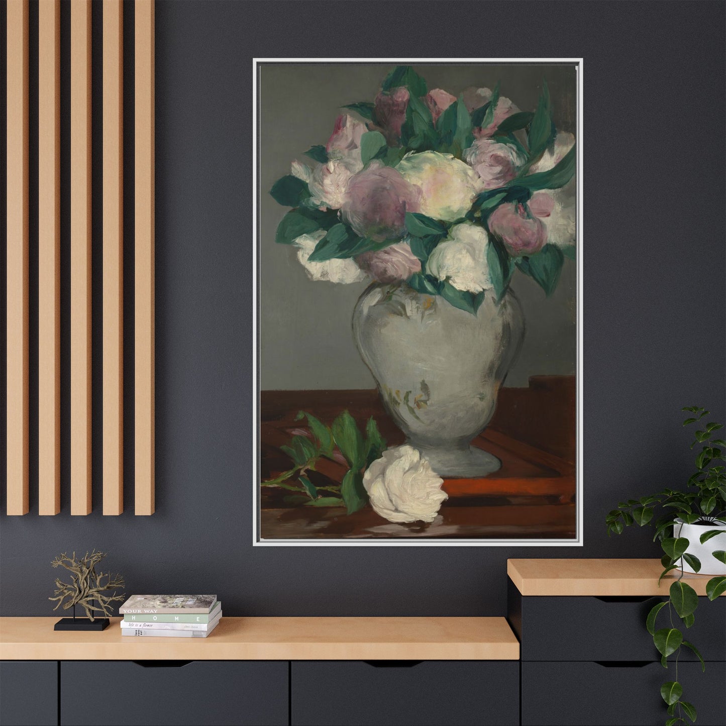 Manet, Édouard - Peonies (1864) - Matte Canvas, Framed