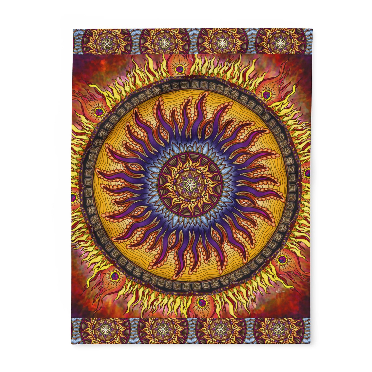Solar Disc Mandala - Arctic Fleece Blanket