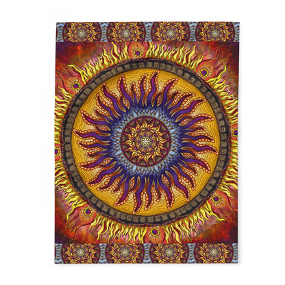 Solar Disc Mandala - Arctic Fleece Blanket