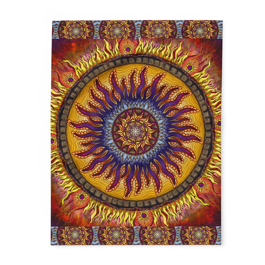 Solar Disc Mandala - Arctic Fleece Blanket