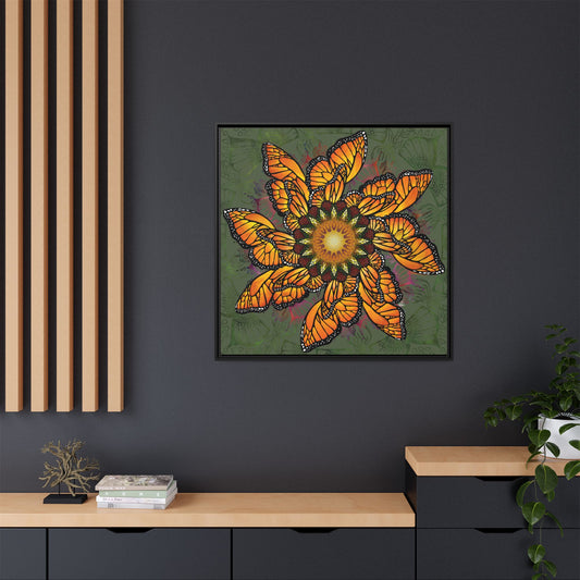 Monarch Butterfly Mandala - Framed Matte Canvas