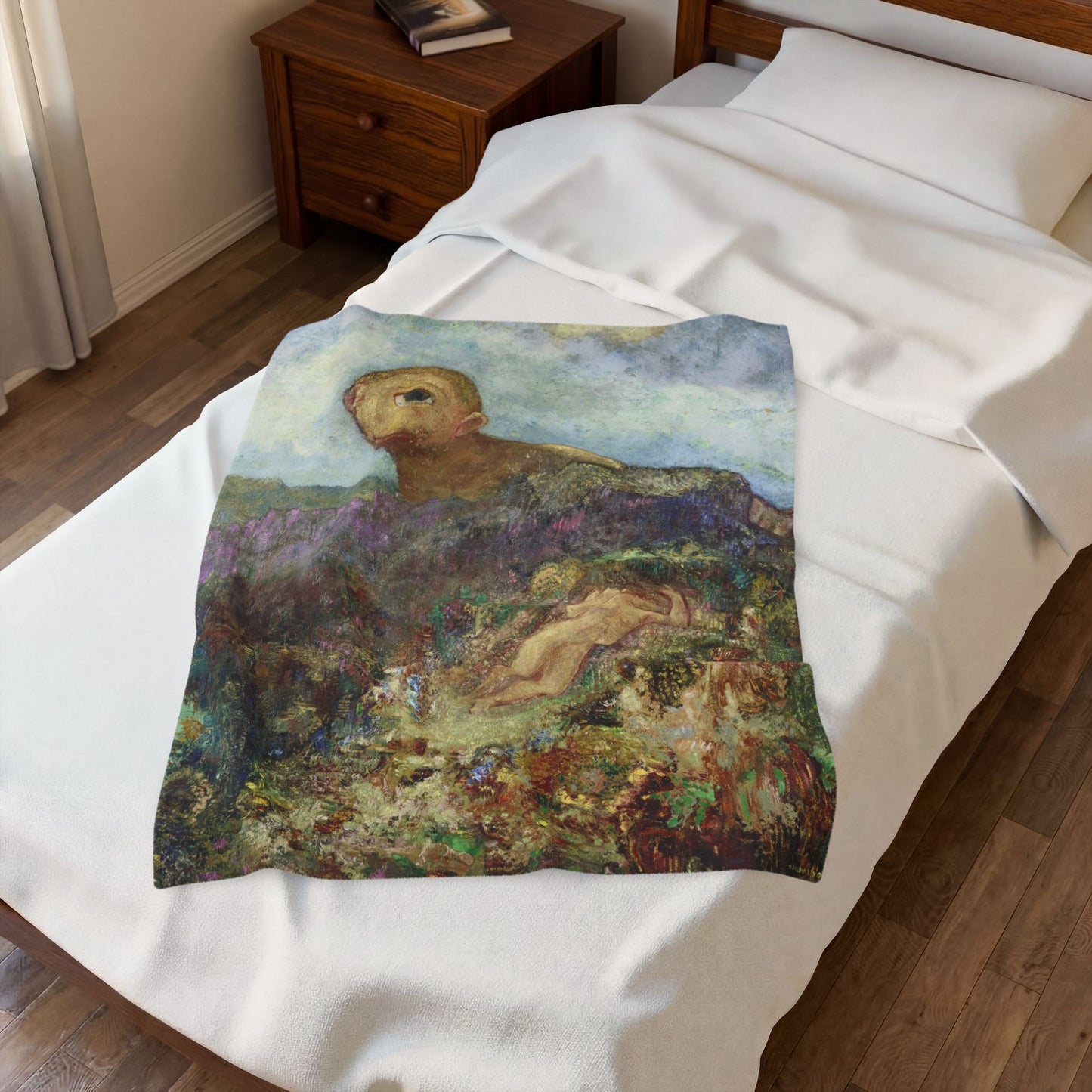 Redon, Odilon - The Cyclops (1914) - Velveteen Plush Blanket