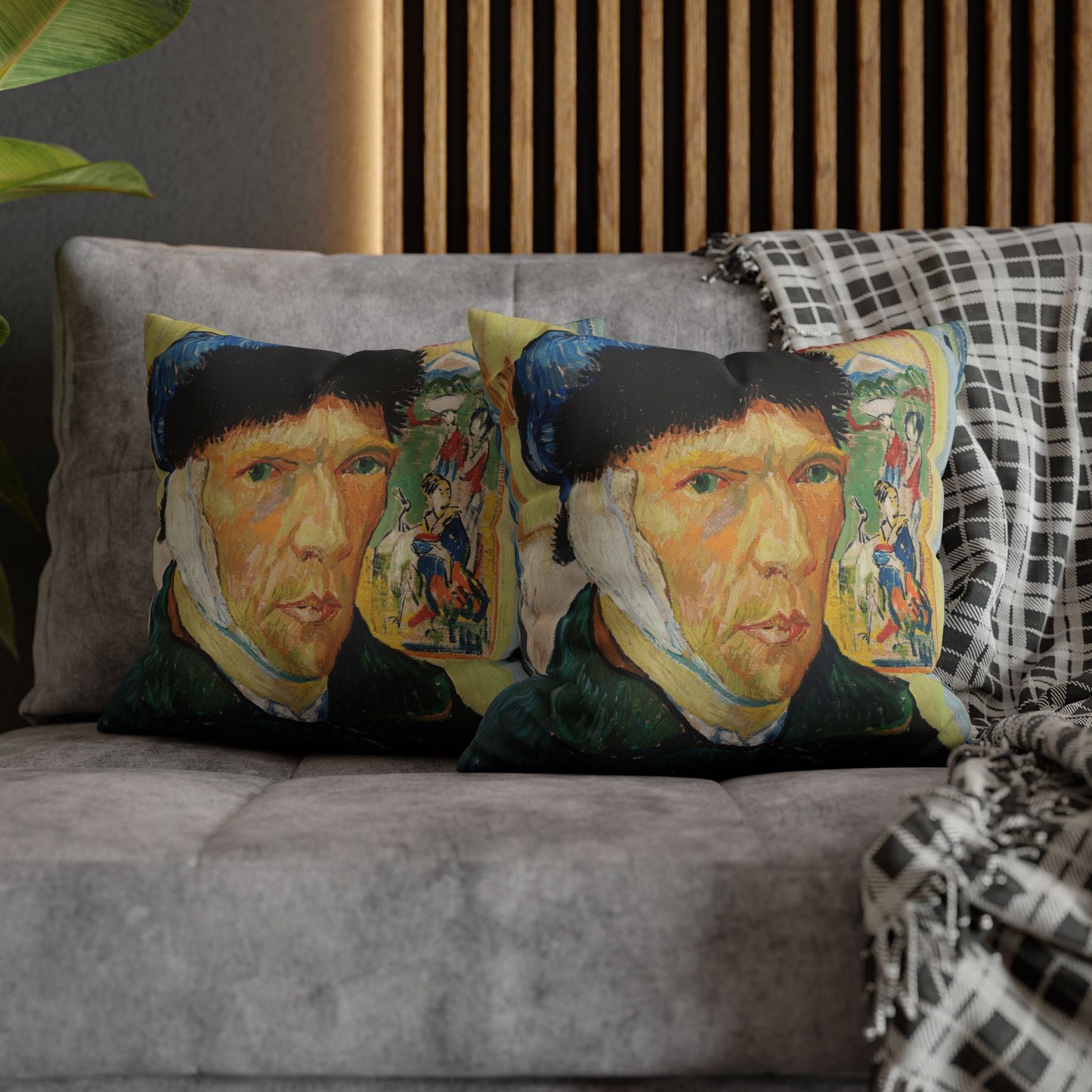 Van Gogh, Vincent - Self Portrait with Bandaged Ear (1889) - Suede Square Pillowcase