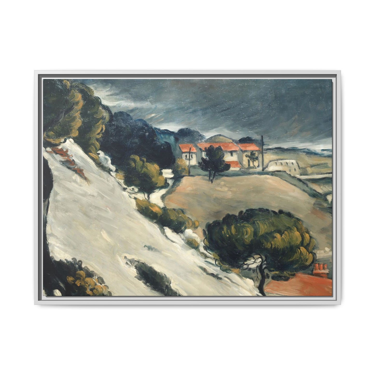 Cézanne, Paul - L’Estaque, Melting Snow (1870) - Matte Canvas, Framed