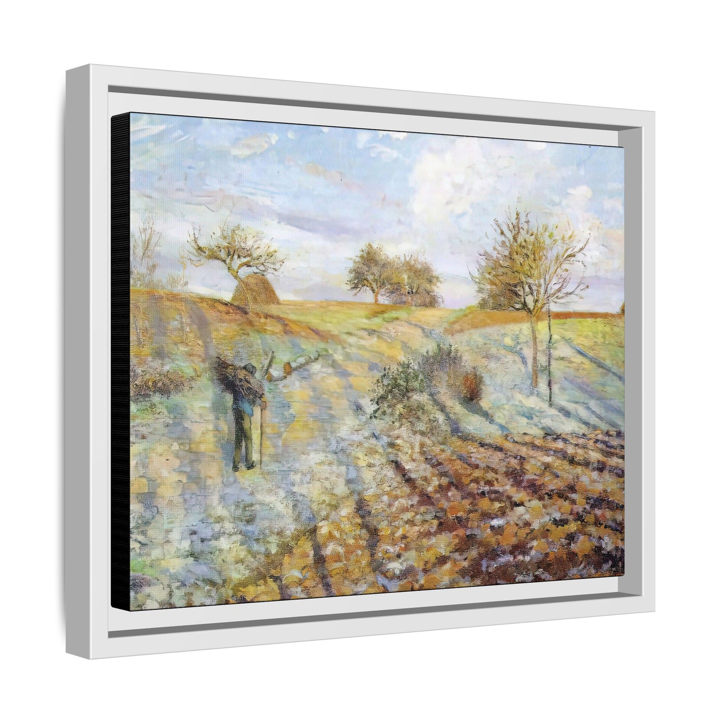 Pissarro, Camille - Hoarfrost (1873) - Matte Canvas, Framed