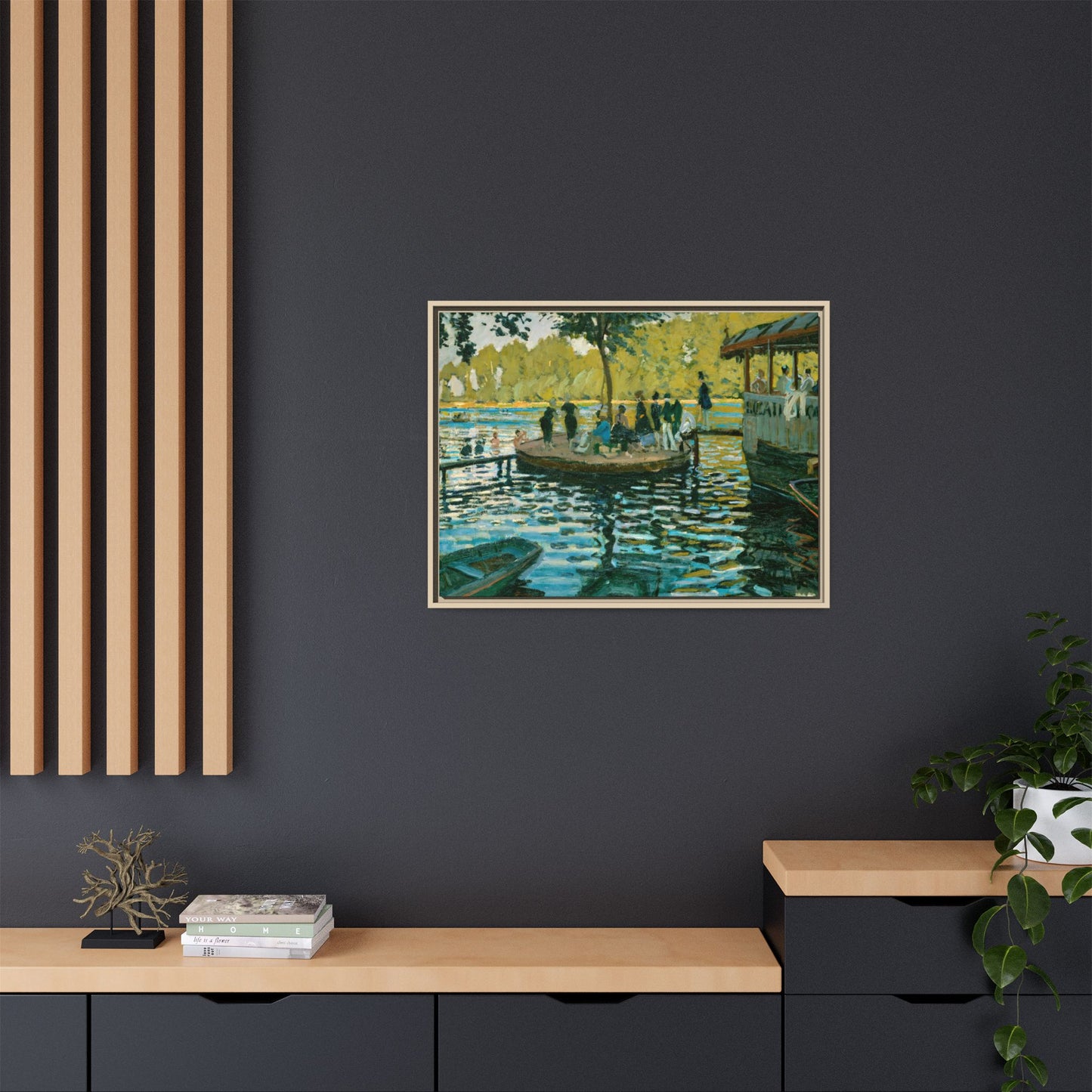 Monet, Claude - La Grenouillere (1869) - Matte Canvas, Framed
