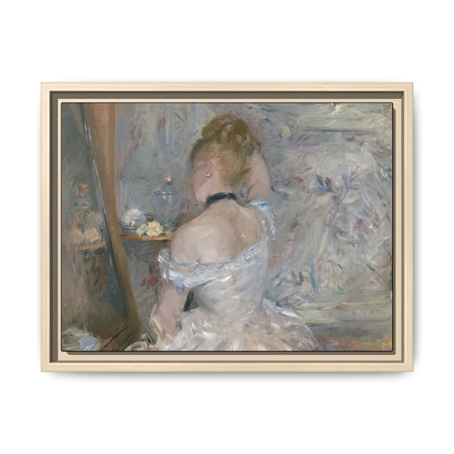 Morisot, Berthe - Woman at Her Toilette (1880) - Matte Canvas, Framed