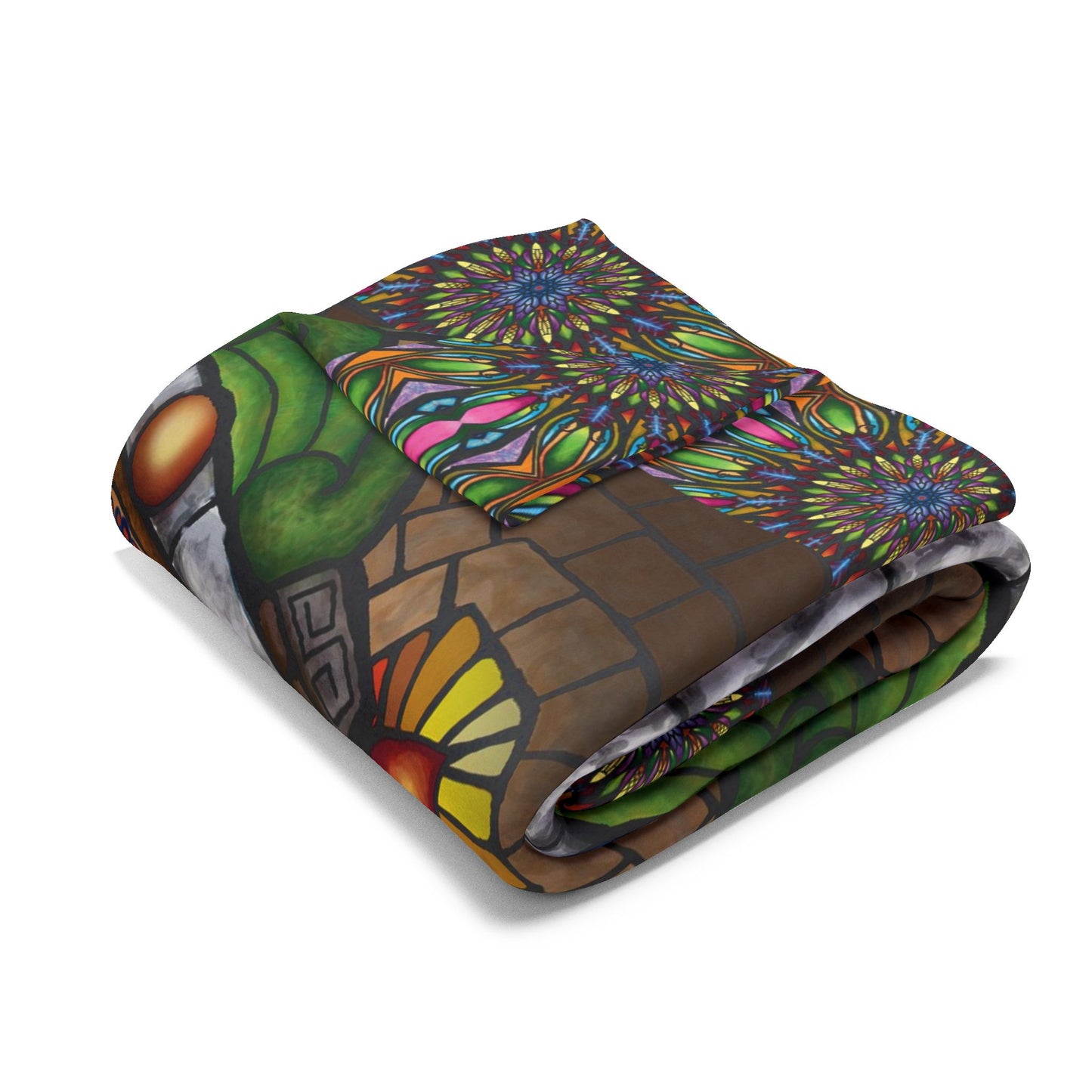 Emerald Arrows Mandala - Arctic Fleece Blanket