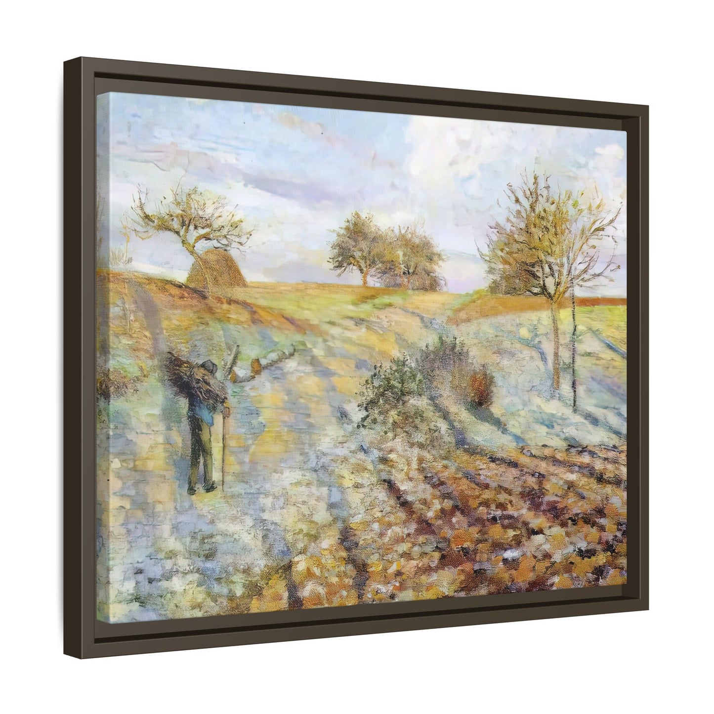 Pissarro, Camille - Hoarfrost (1873) - Matte Canvas, Framed