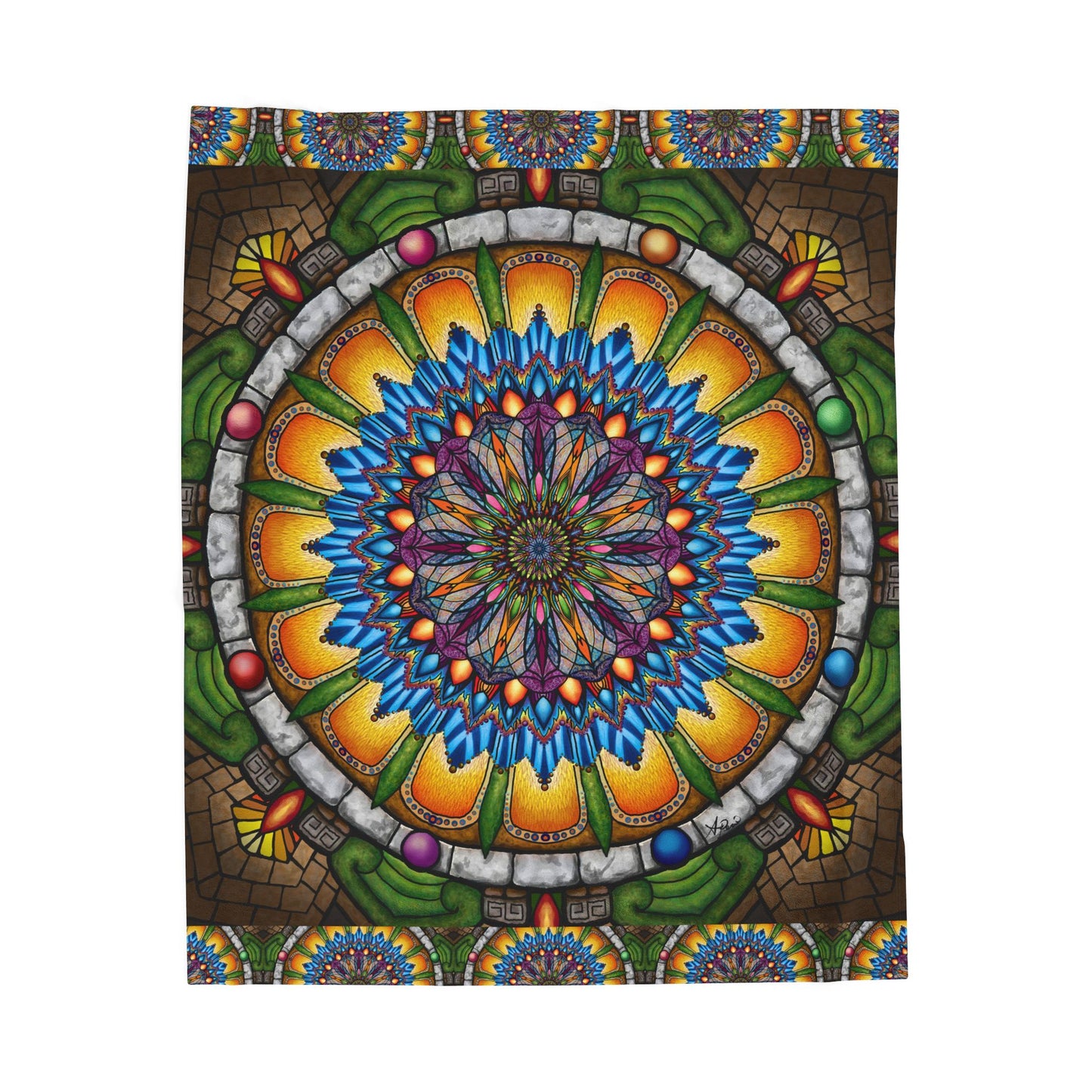 Pacio, Adam - Emerald Arrows Mandal - Velveteen Plush Blanket