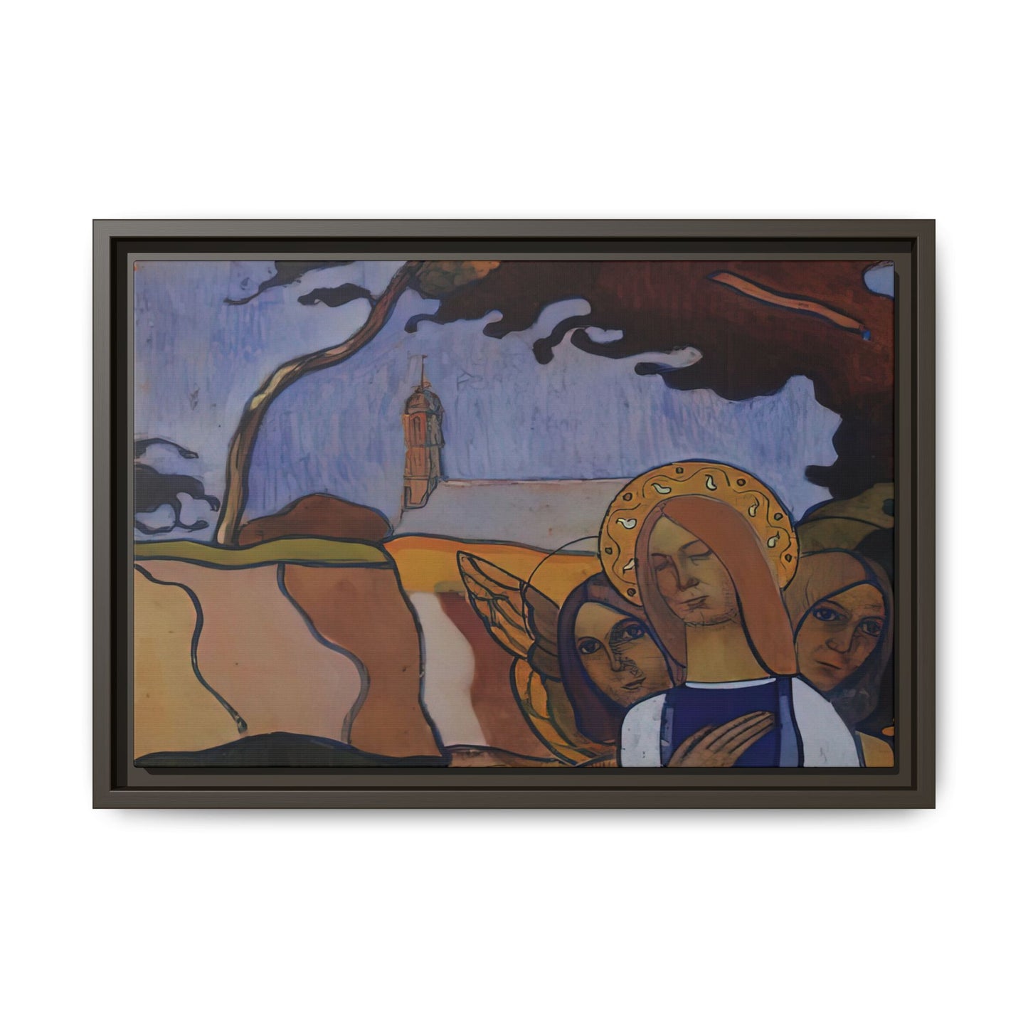 Filiger, Charles - Virgin and Two Angels (1895) - Matte Canvas, Framed