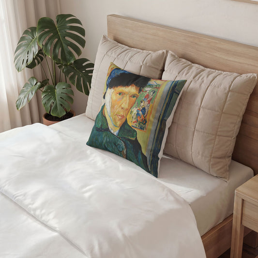 Van Gogh, Vincent - Self Portrait with Bandaged Ear (1889) - Poly Velvet Pillow