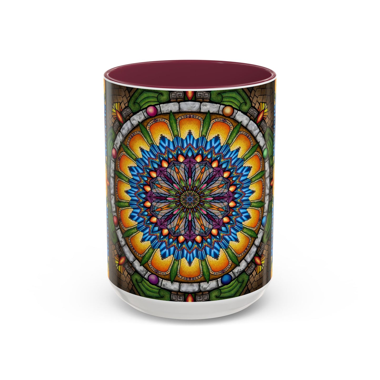 Pacio, Adam - Emerald Arrows Mandala - Colorful Accent Mugs