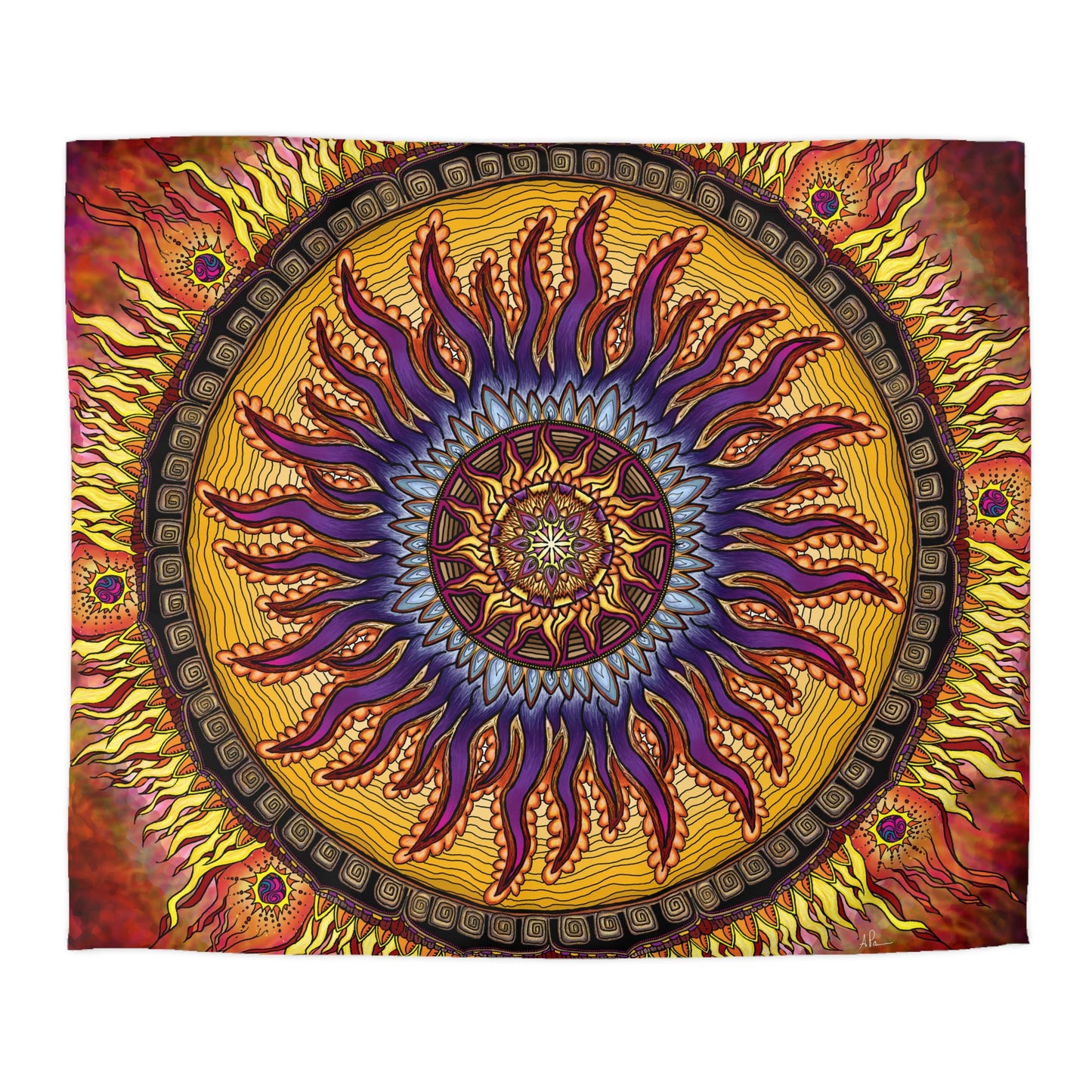 Pacio, Adam - Solar Disc Mandala - Microfiber Duvet Cover