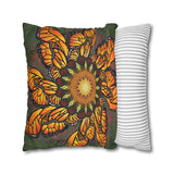 Monarch Butterfly Mandala - Faux Suede Square Pillowcase