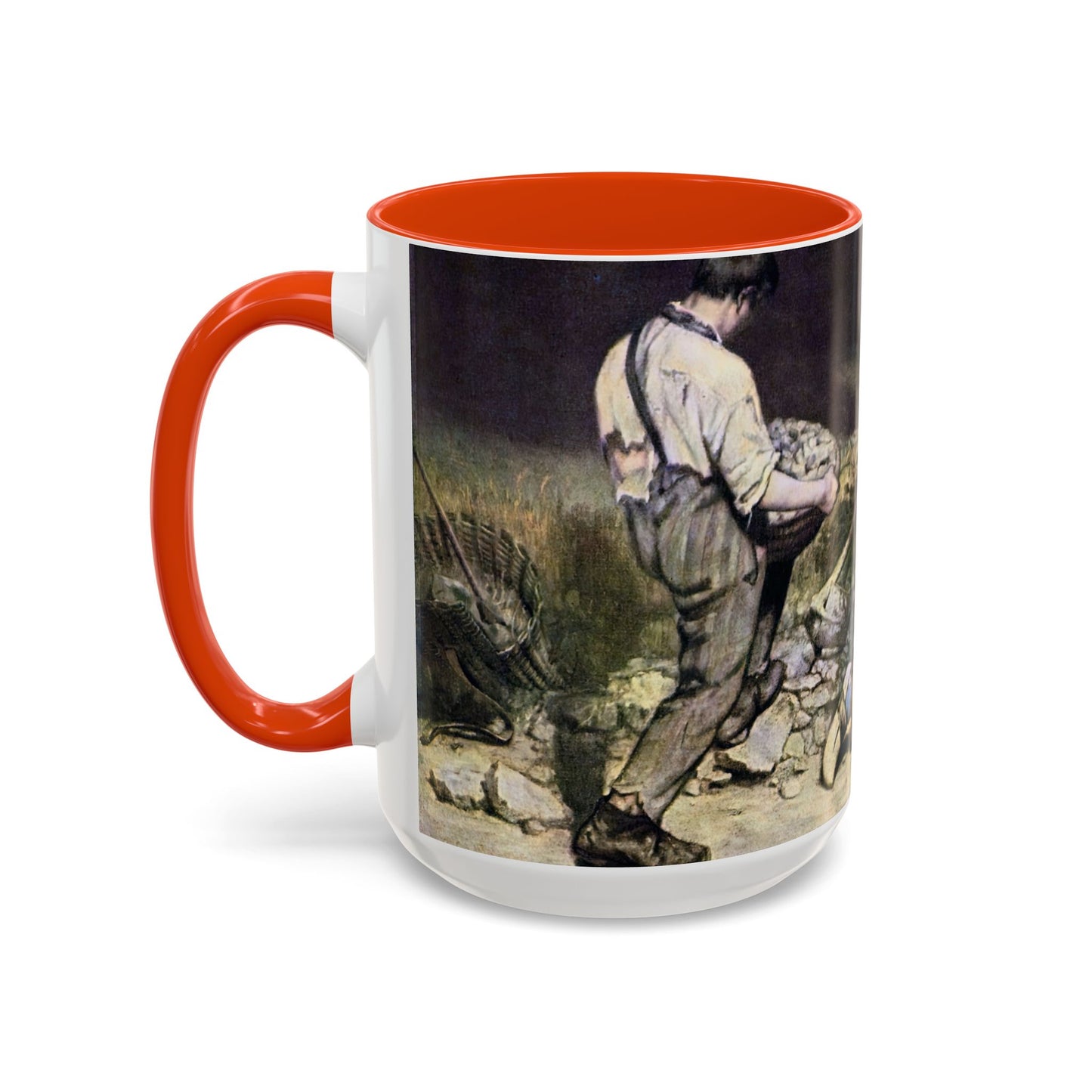 Courbet, Gustave - The Stone Breakers (1850) - Colorful Accent Mugs
