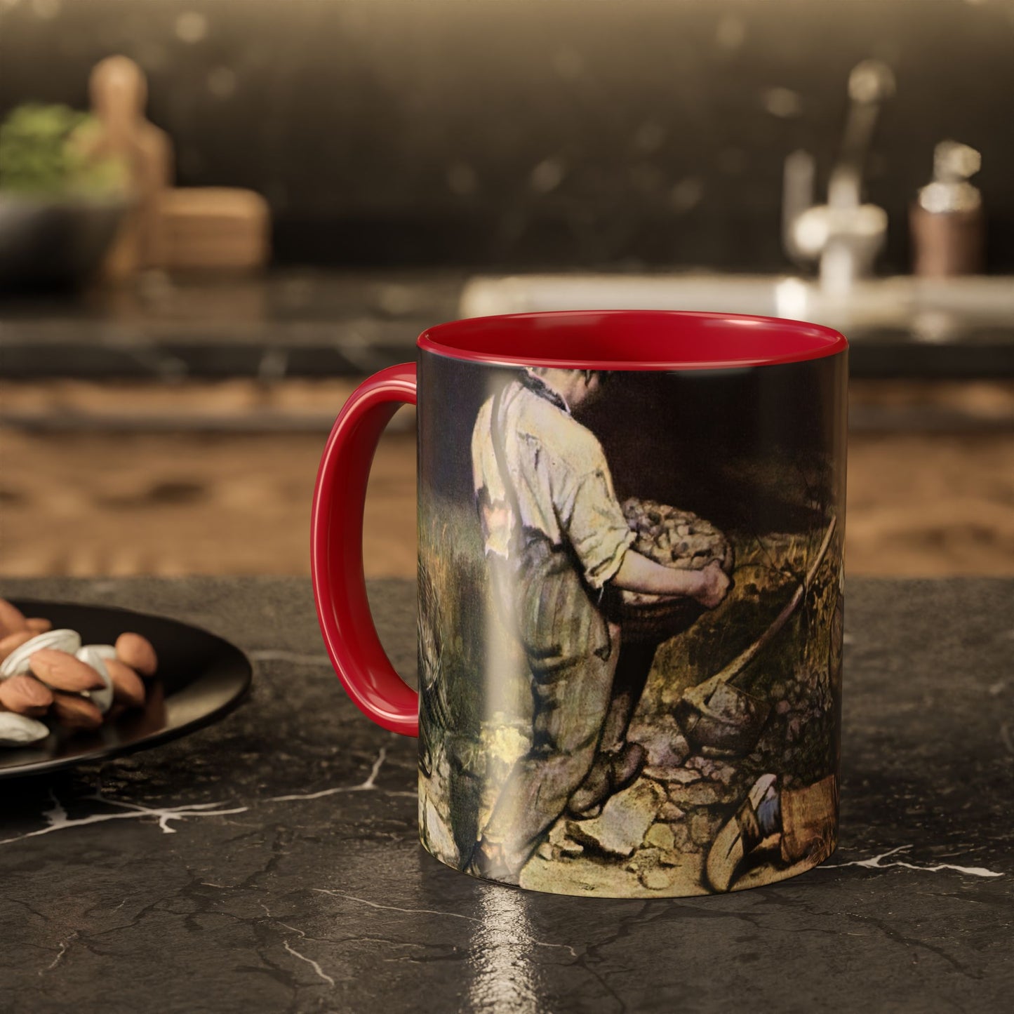 Courbet, Gustave - The Stone Breakers (1850) - Colorful Accent Mugs