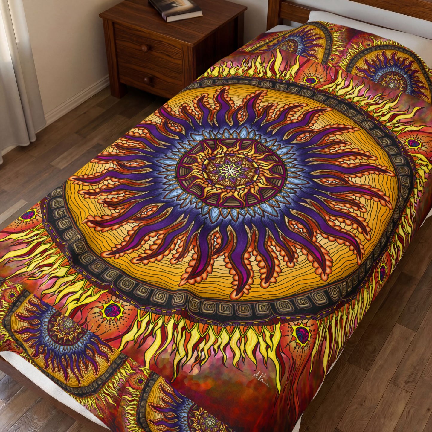 Pacio, Adam - Solar Disc Mandala - Velveteen Plush Blanket