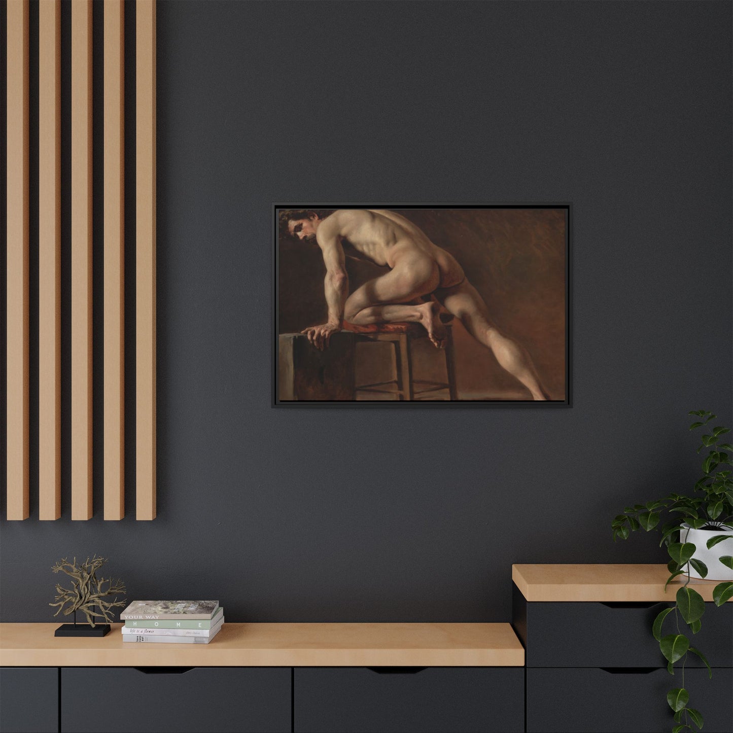 Courbet, Gustave - Study of a Nude Man (1840) - Matte Canvas, Framed