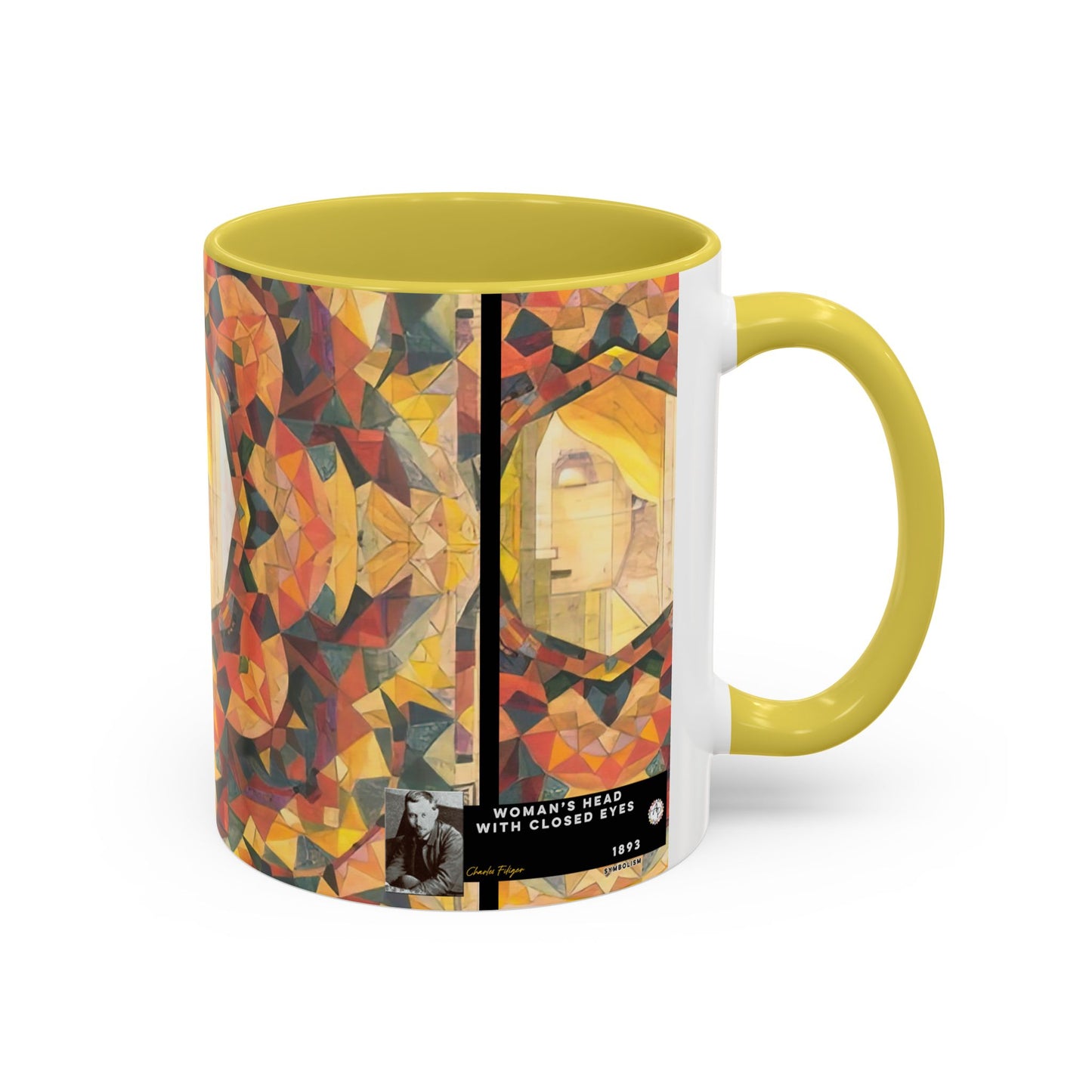 Filiger, Charles - Woman’s Head with Closed Eyes (1893) - Colorful Accent Mugs