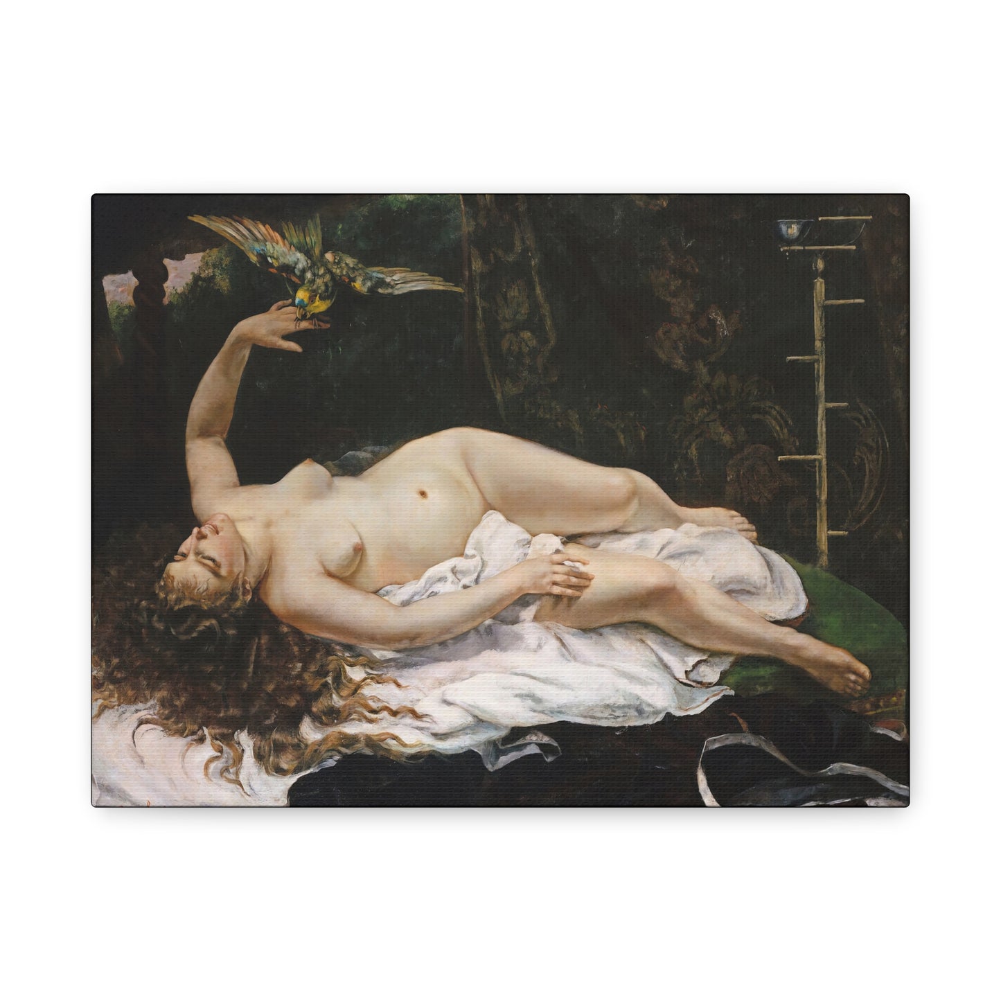 Courbet, Gustave - Woman with a Parrot (1866) - Canvas Block, unframed