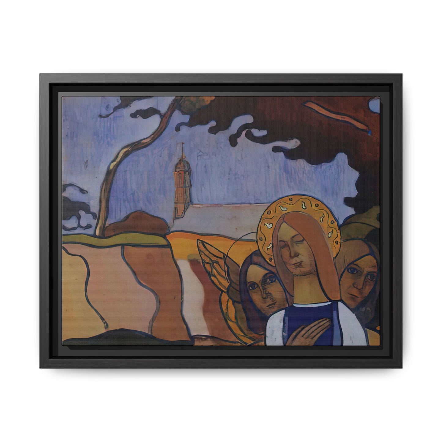 Filiger, Charles - Virgin and Two Angels (1895) - Matte Canvas, Framed
