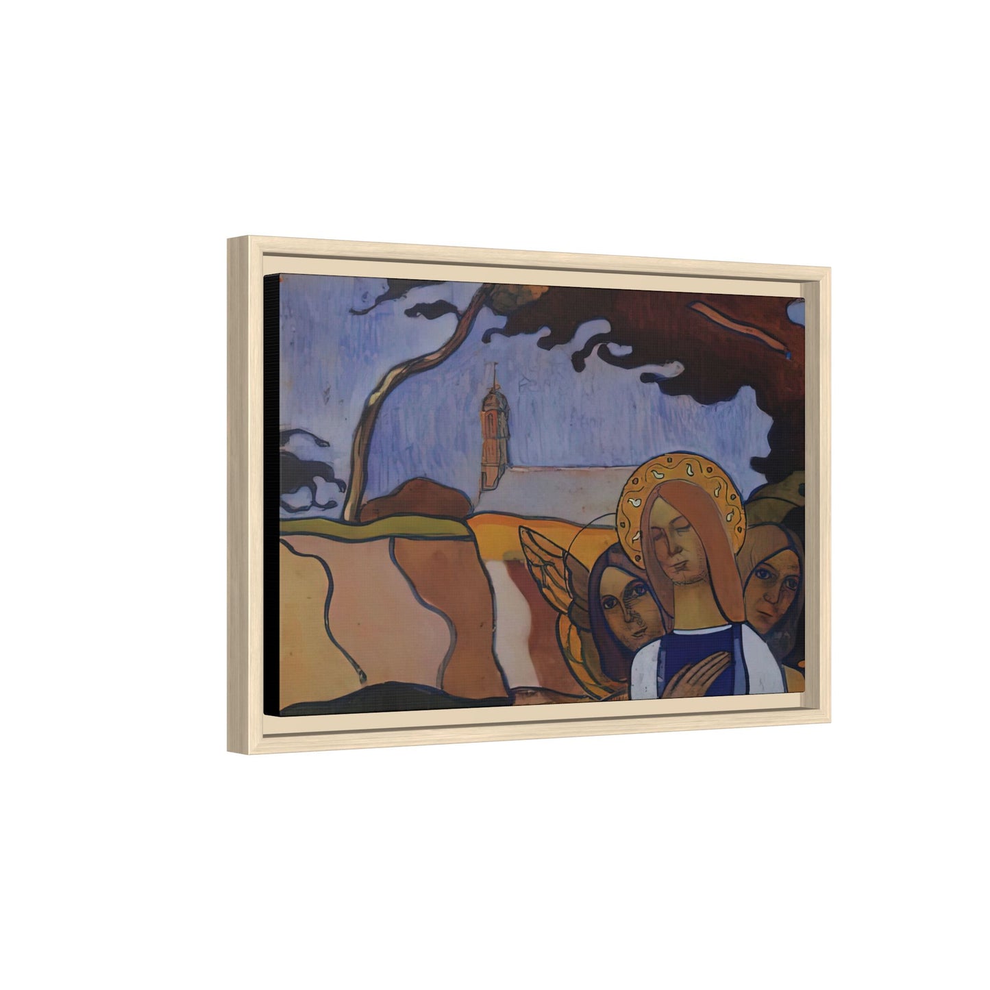 Filiger, Charles - Virgin and Two Angels (1895) - Matte Canvas, Framed