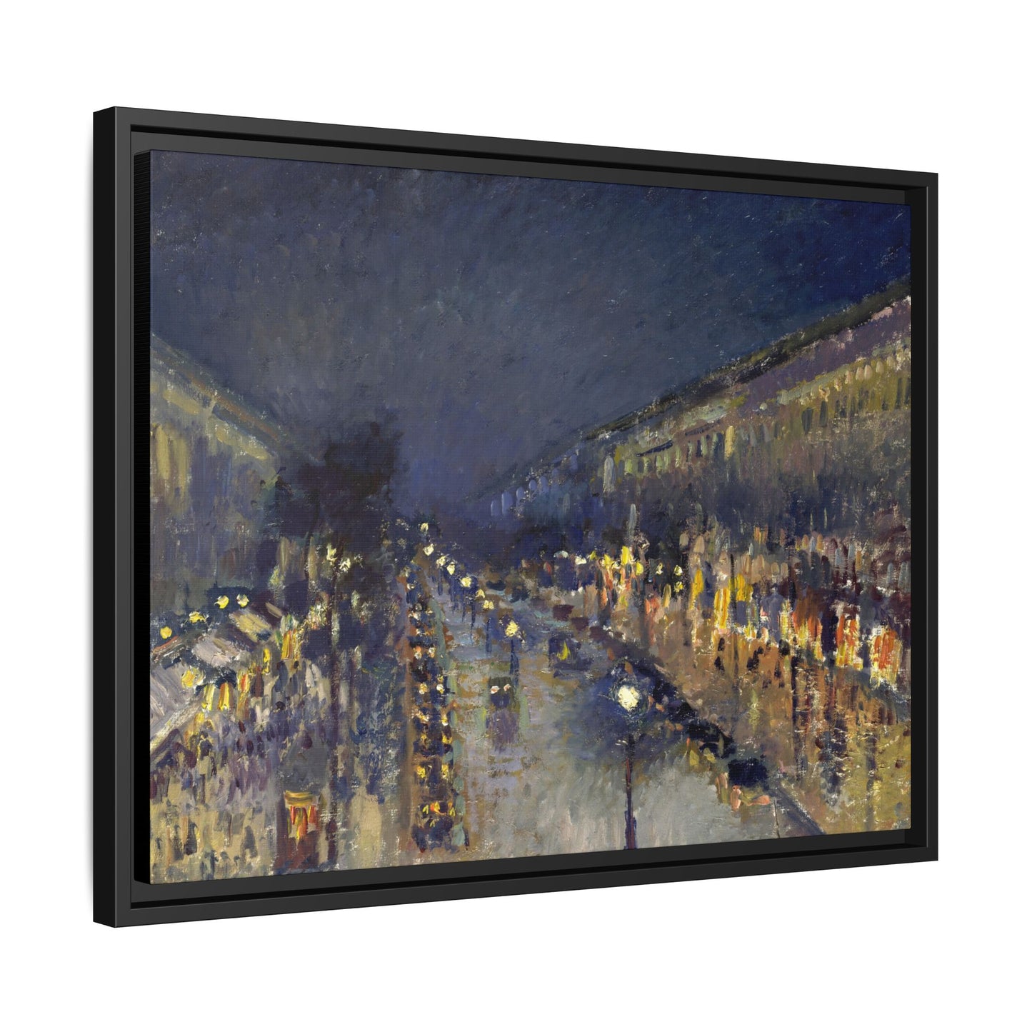 Pissarro, Camille - The Boulevard Montmartre At Night (1897) - Matte Canvas, Framed