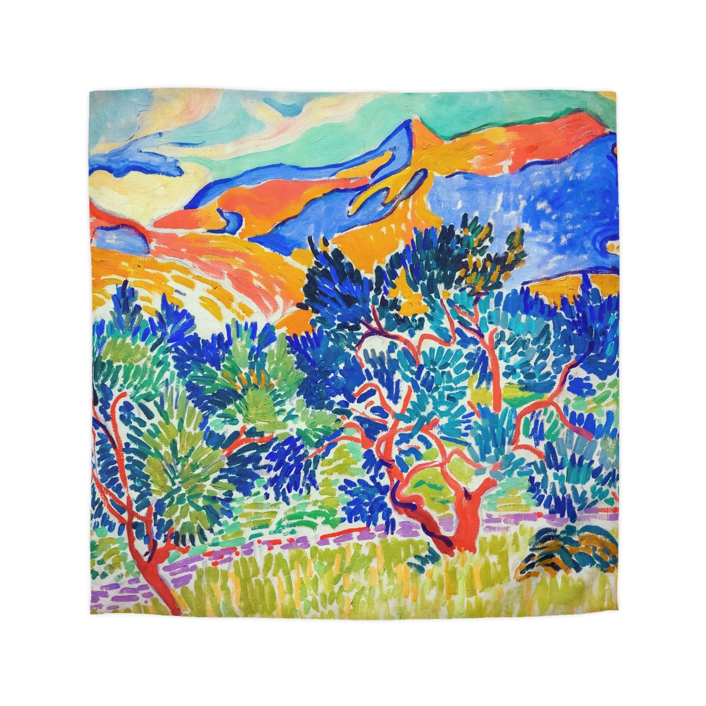 Derain, André - Mountains at Collioure (1905) - Microfiber Duvet Cover