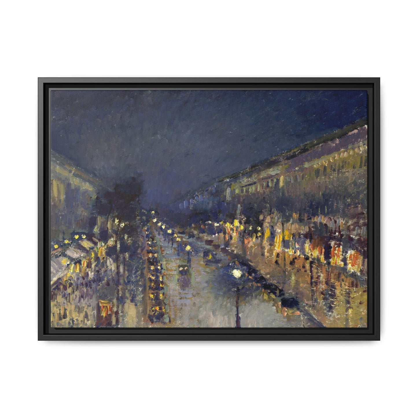 Pissarro, Camille - The Boulevard Montmartre At Night (1897) - Matte Canvas, Framed