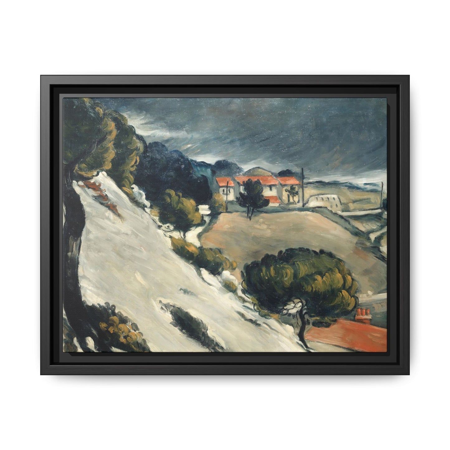Cézanne, Paul - L’Estaque, Melting Snow (1870) - Matte Canvas, Framed