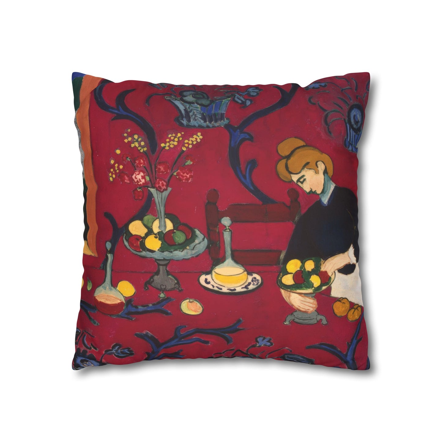 Matisse, Henri - The Dessert Harmony in Red (1908) - Suede Square Pillowcase