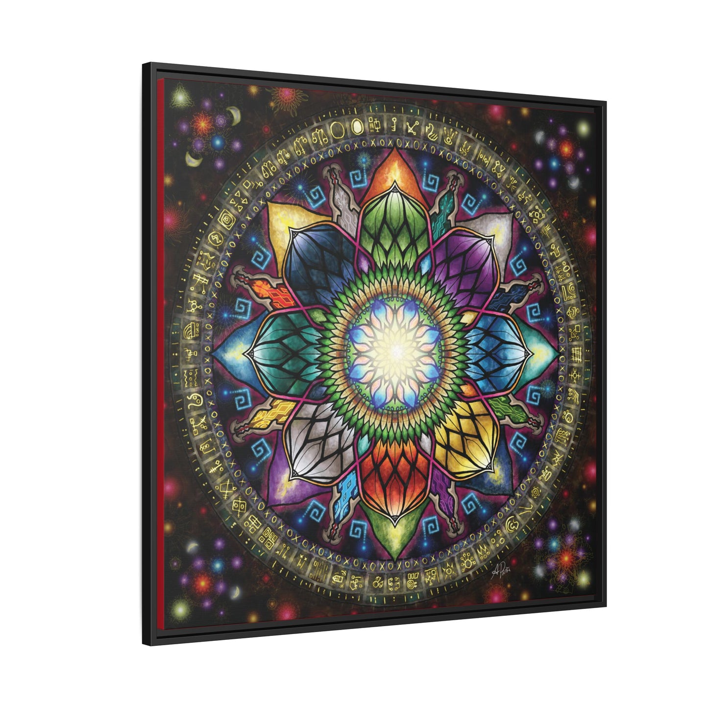 Mystic Jewel Mandala - Framed Matte Canvas