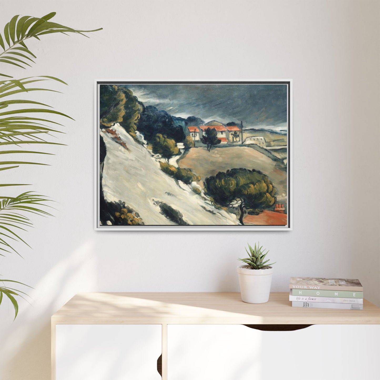 Cézanne, Paul - L’Estaque, Melting Snow (1870) - Matte Canvas, Framed