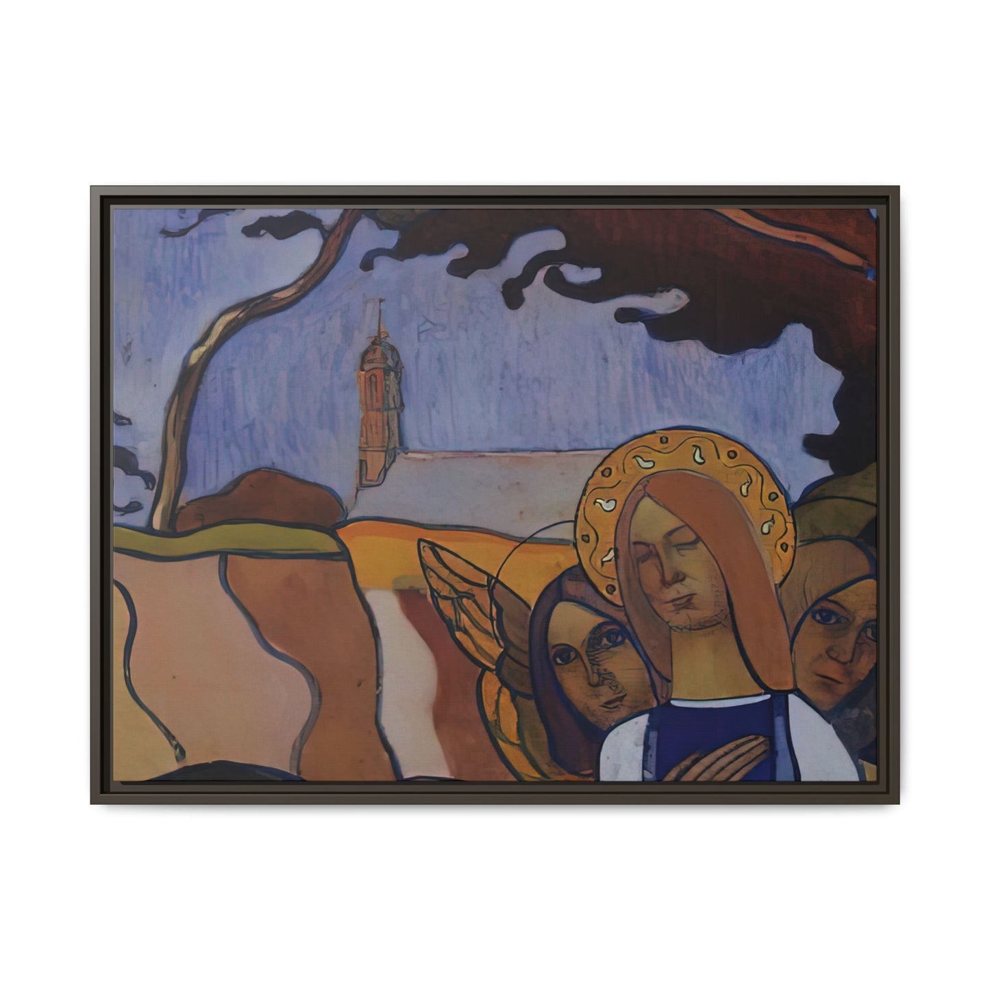 Filiger, Charles - Virgin and Two Angels (1895) - Matte Canvas, Framed